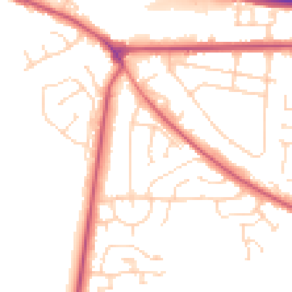 Daytime road noise heatmap for NG21 0AL