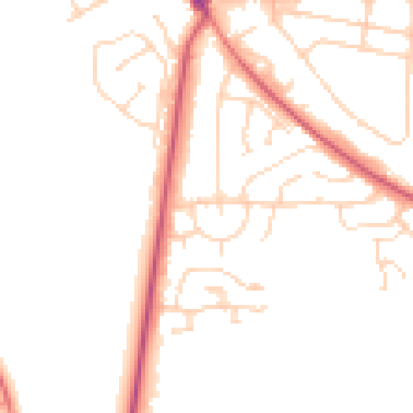 Daytime road noise heatmap for NG21 0AQ