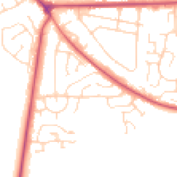 Daytime road noise heatmap for NG21 0AZ