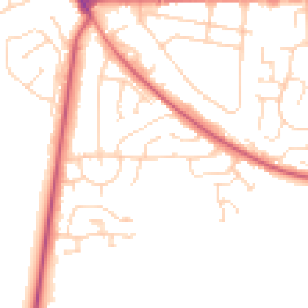 Daytime road noise heatmap for NG21 0BA