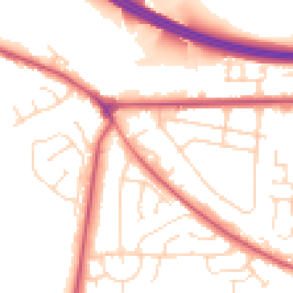 Daytime road noise heatmap for NG21 0BE
