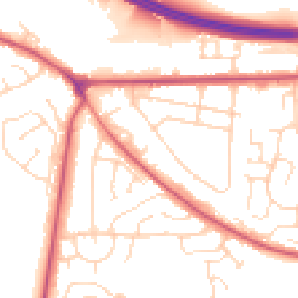 Daytime road noise heatmap for NG21 0BG