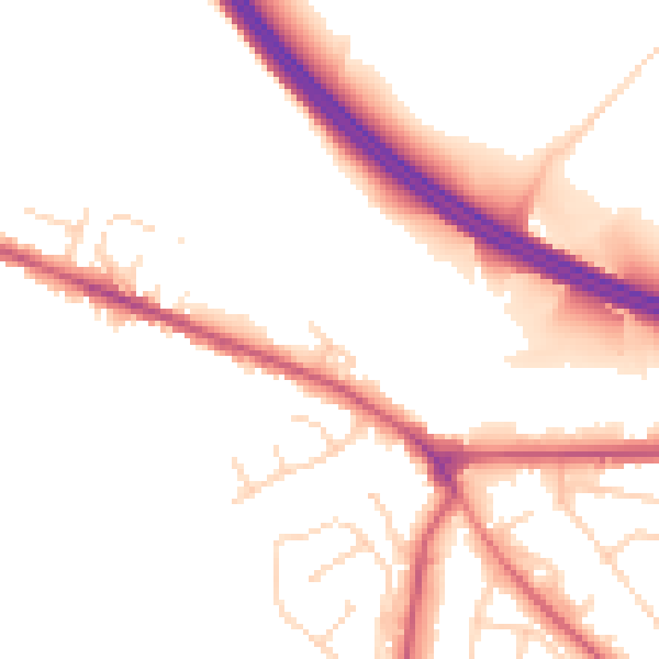 Daytime road noise heatmap for NG21 0BJ