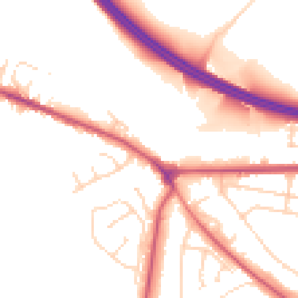 Daytime road noise heatmap for NG21 0BL