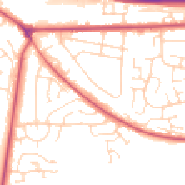 Daytime road noise heatmap for NG21 0BQ