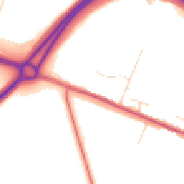 Daytime road noise heatmap for NG21 0DL