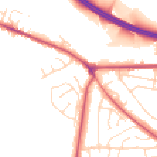 Daytime road noise heatmap for NG21 0DN