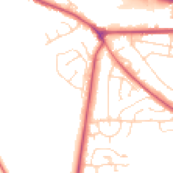 Daytime road noise heatmap for NG21 0DS