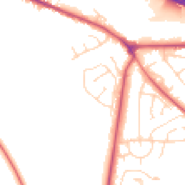 Daytime road noise heatmap for NG21 0DT