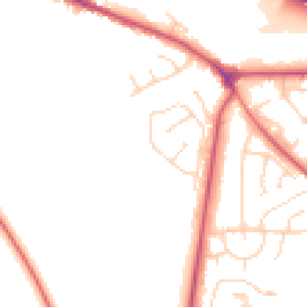 Daytime road noise heatmap for NG21 0DU