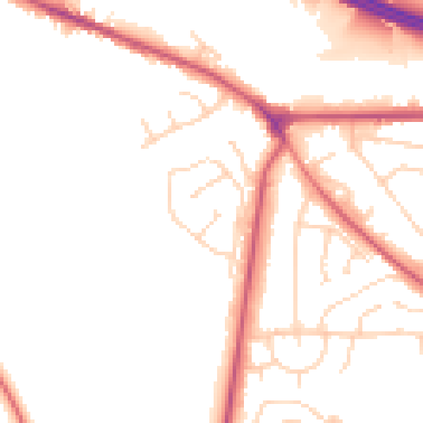 Daytime road noise heatmap for NG21 0DX