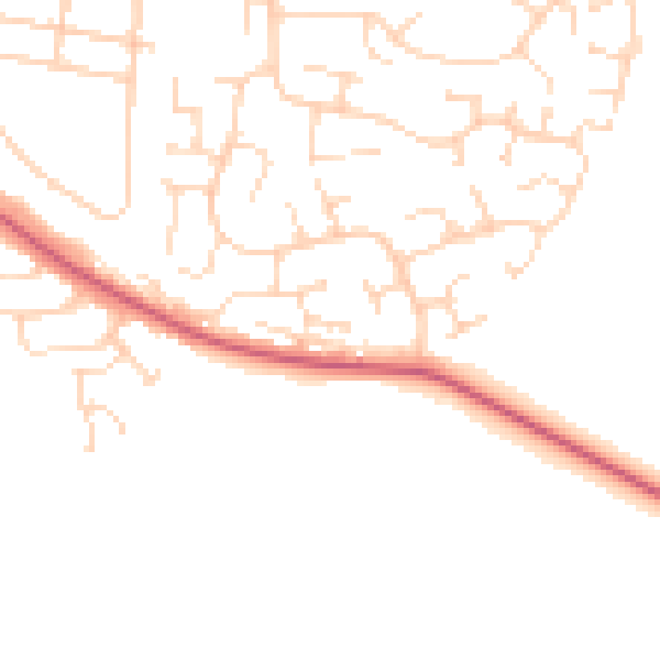 Daytime road noise heatmap for NG21 0FN