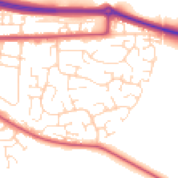 Daytime road noise heatmap for NG21 0LW
