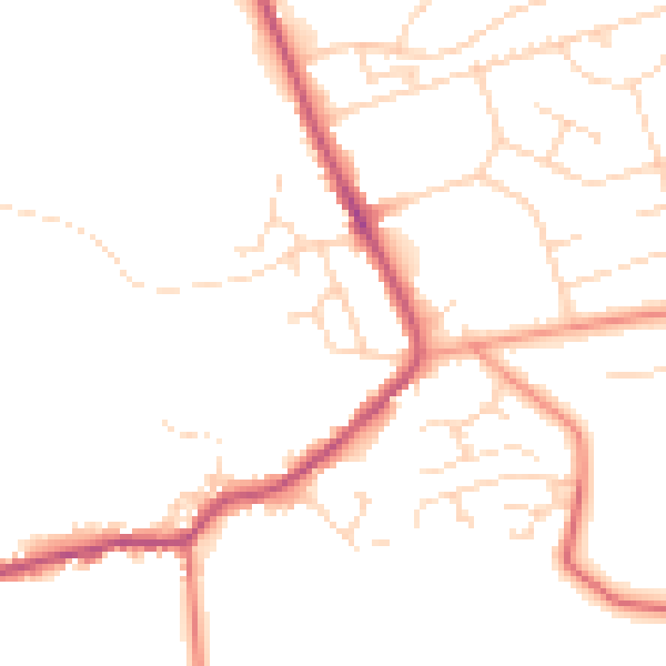 Daytime road noise heatmap for NG21 0PS