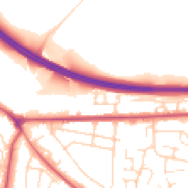 Daytime road noise heatmap for NG21 0TD