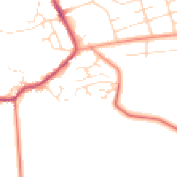 Daytime road noise heatmap for NG21 0TX