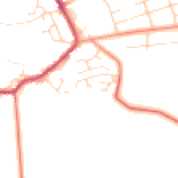 Daytime road noise heatmap for NG21 0TY