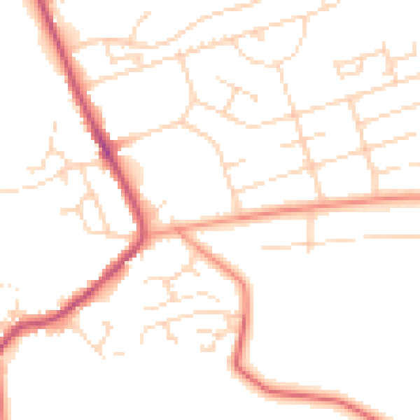 Daytime road noise heatmap for NG21 0UU