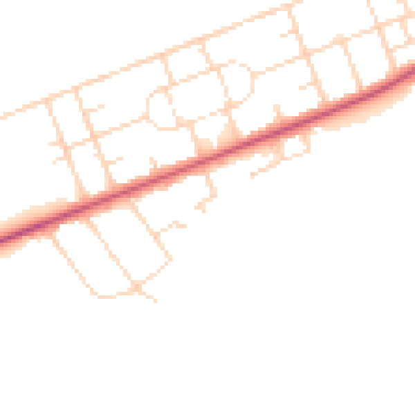 Daytime road noise heatmap for NG21 9AS