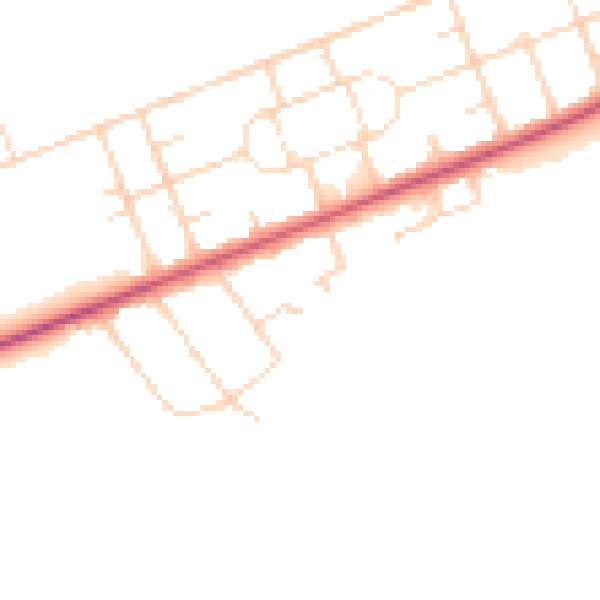 Daytime road noise heatmap for NG21 9AZ