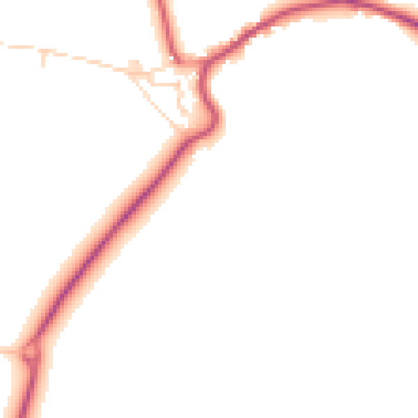 Daytime road noise heatmap for NG21 9BL