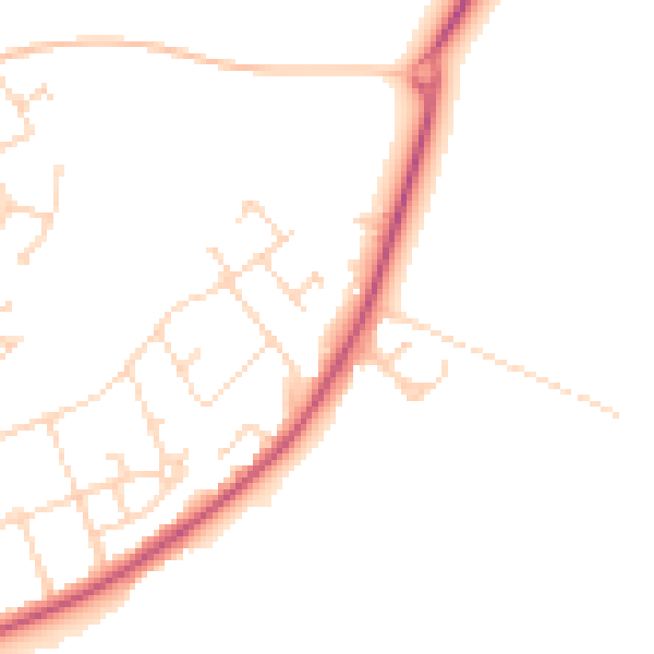 Daytime road noise heatmap for NG21 9EL