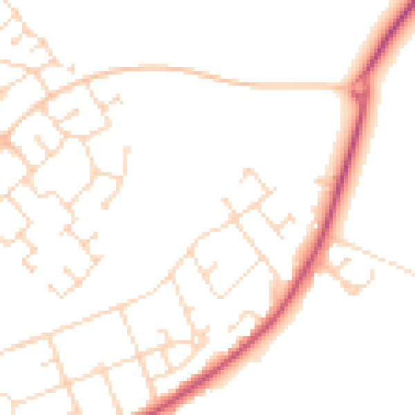 Daytime road noise heatmap for NG21 9FN