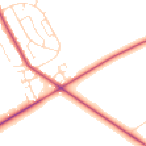 Daytime road noise heatmap for NG21 9GQ
