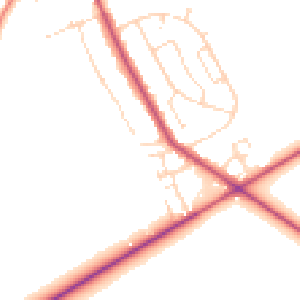 Daytime road noise heatmap for NG21 9JP