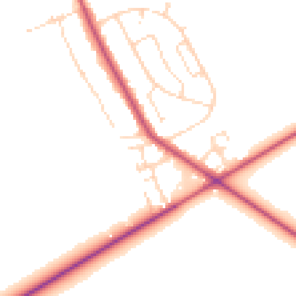 Daytime road noise heatmap for NG21 9JR