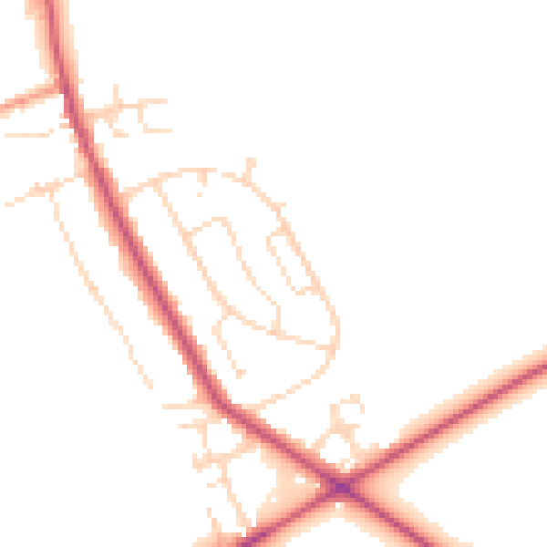 Daytime road noise heatmap for NG21 9LF