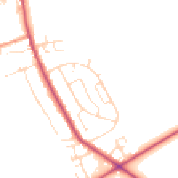 Daytime road noise heatmap for NG21 9LL