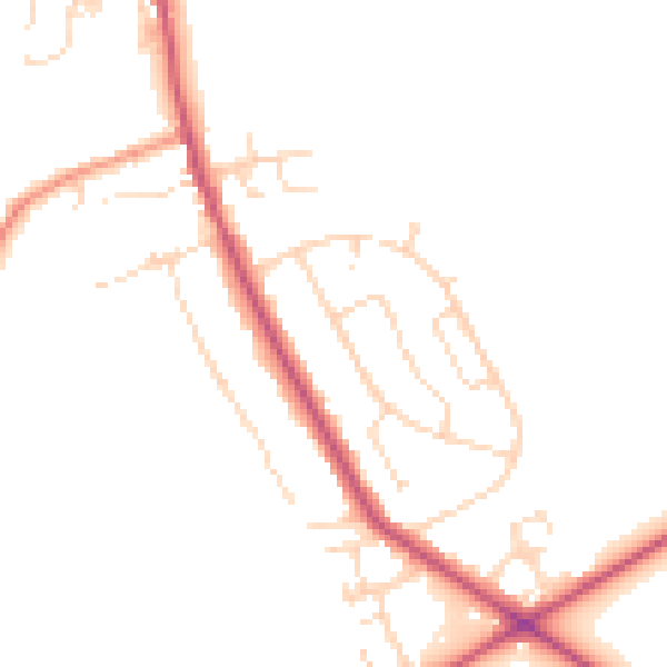 Daytime road noise heatmap for NG21 9LQ
