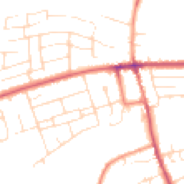 Daytime road noise heatmap for NG21 9NZ