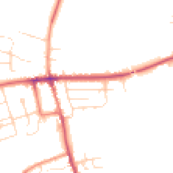 Daytime road noise heatmap for NG21 9QL