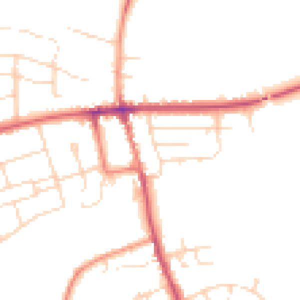 Daytime road noise heatmap for NG21 9QN