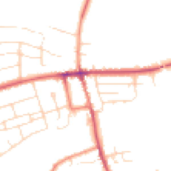 Daytime road noise heatmap for NG21 9QP