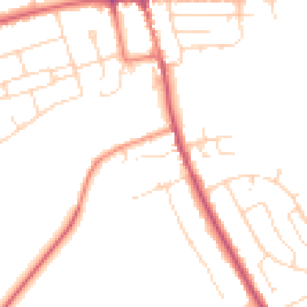 Daytime road noise heatmap for NG21 9QZ