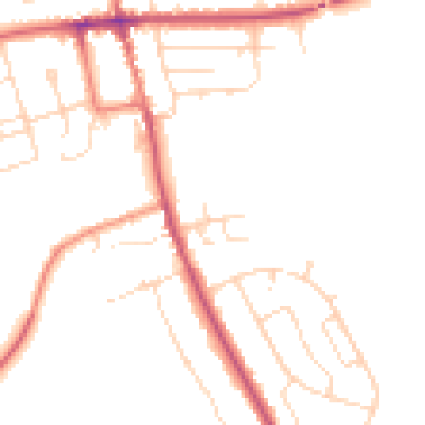 Daytime road noise heatmap for NG21 9RA