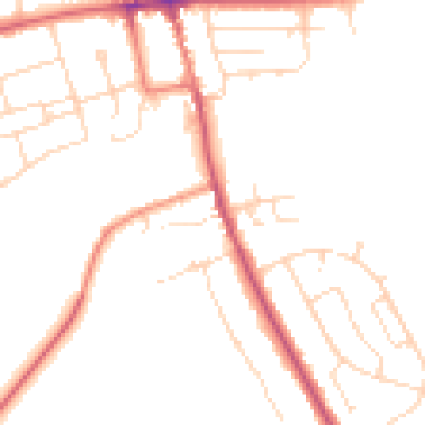Daytime road noise heatmap for NG21 9RF