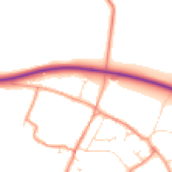 Daytime road noise heatmap for NG22 0FF