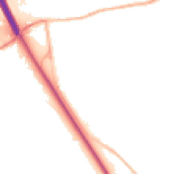 Night-time road noise heatmap for NG22 0QB