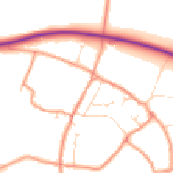 Daytime road noise heatmap for NG22 0QH