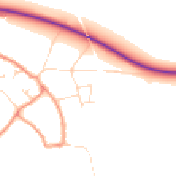 Daytime road noise heatmap for NG22 0SG