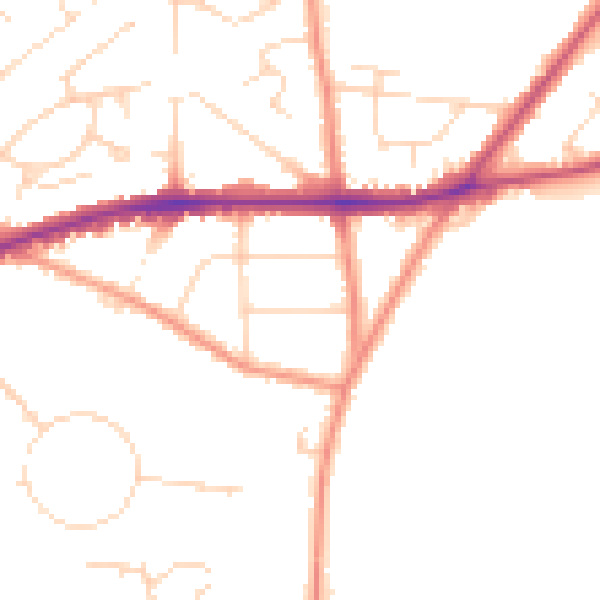 Daytime road noise heatmap for NG22 9PX