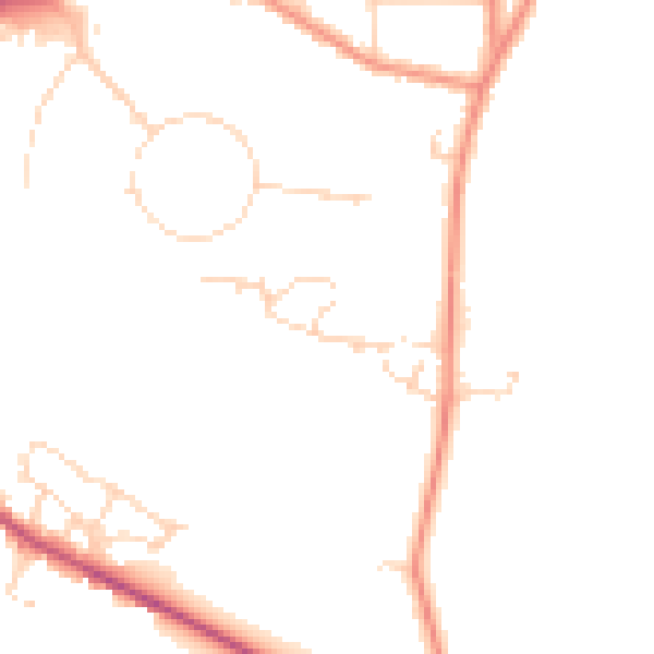 Daytime road noise heatmap for NG22 9WE