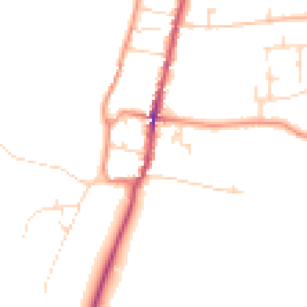 Daytime road noise heatmap for NG23 7LA