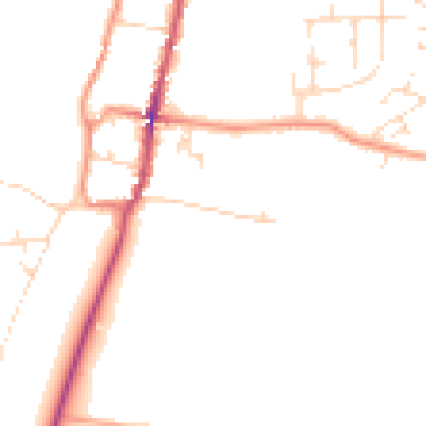 Daytime road noise heatmap for NG23 7LD