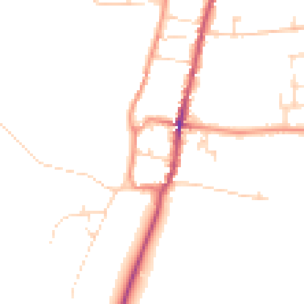 Daytime road noise heatmap for NG23 7LP