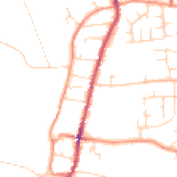 Daytime road noise heatmap for NG23 7NG